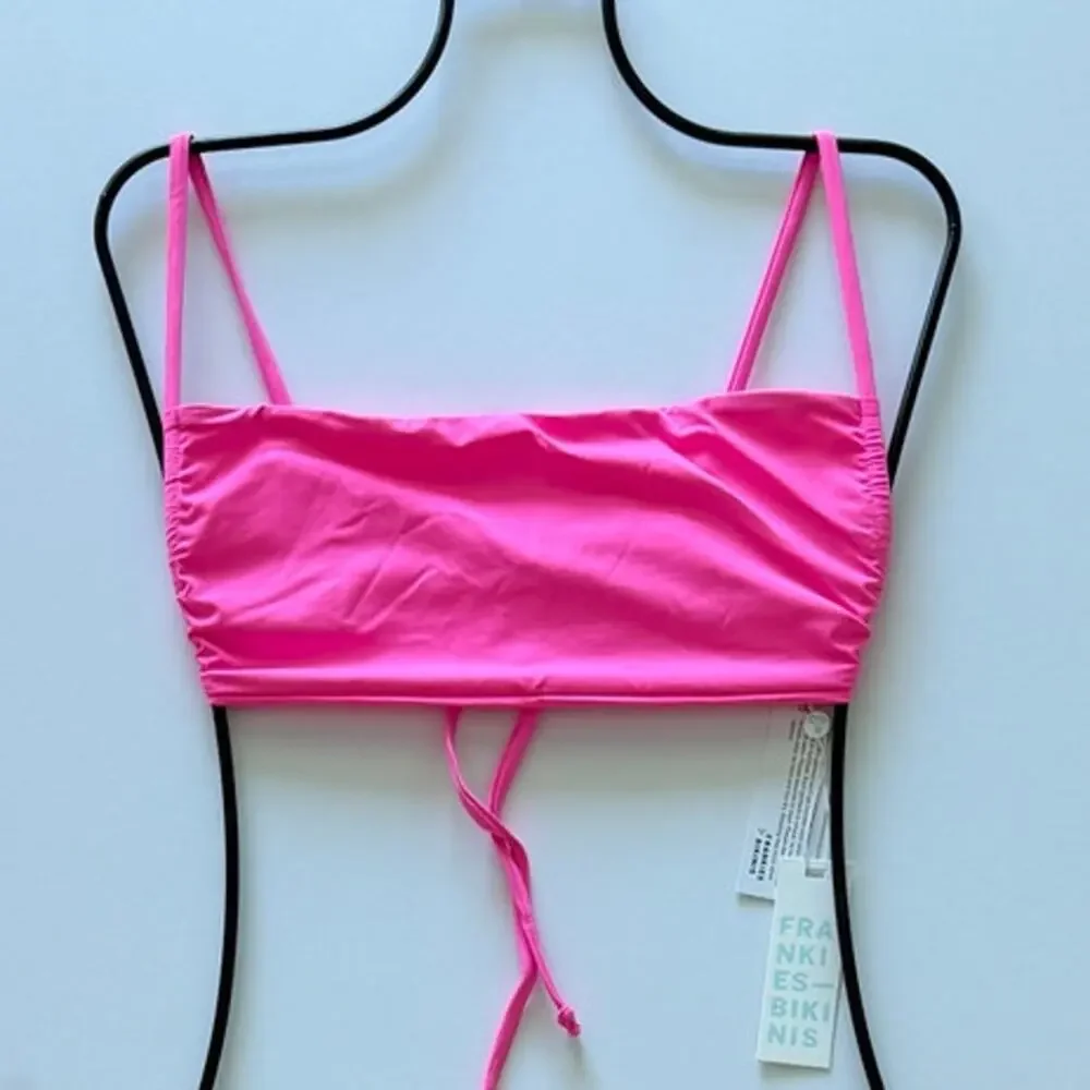Frankies Bikinis Kailyn String Bandeau Bikini Top - Pink Punch - Large